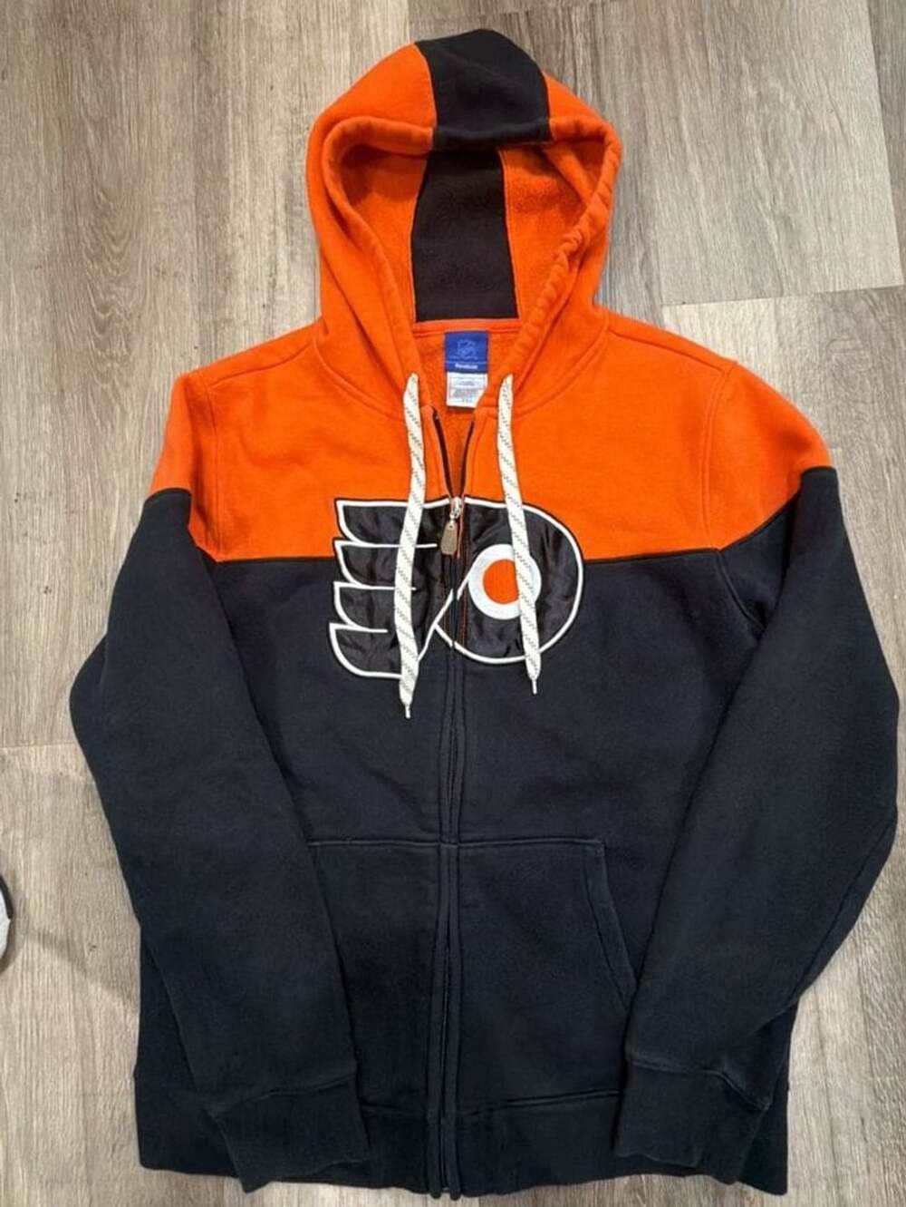 Reebok Philadelphia Flyers Zip-Up Hoodie Size M Black Orange
